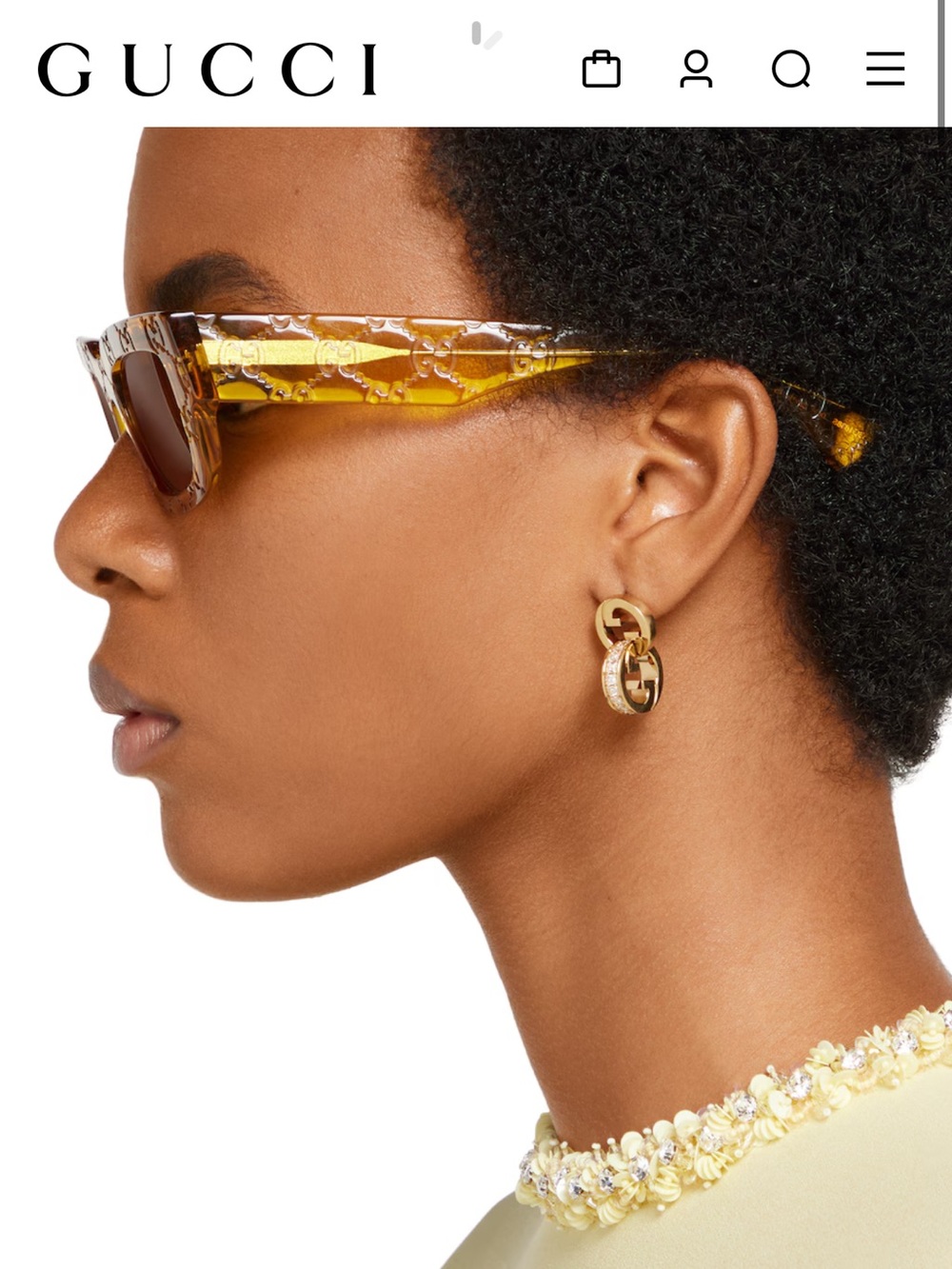 Gucci Blondie Intertwined Crystal Hoop Earrings